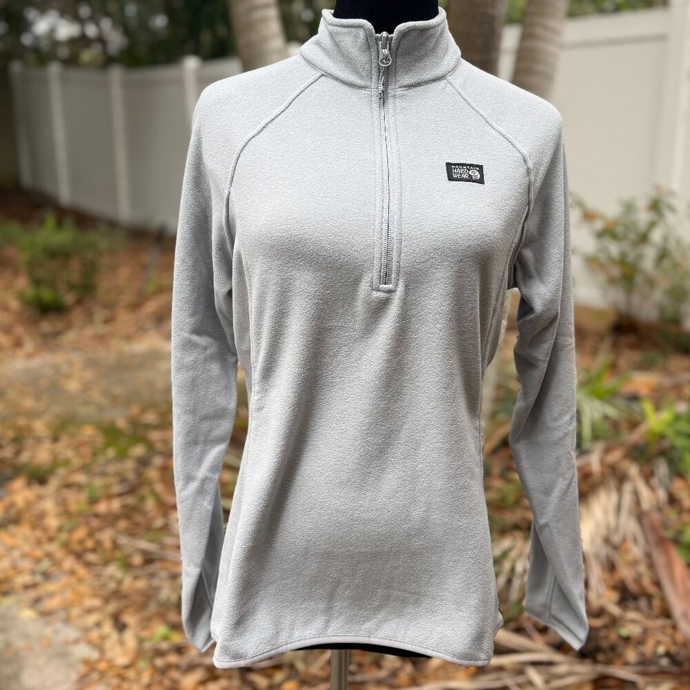 MOUNTAIN HARDWEAR MICROCHILL 1/4 ZIP PULLOVER GREY WOMEN'S LARGE GORPCORE NEW